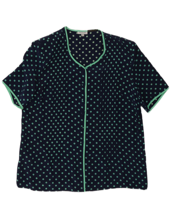Nixmar Chemisier à manches courtes pour femme UK 19 XL Bleu marine à pois en soie