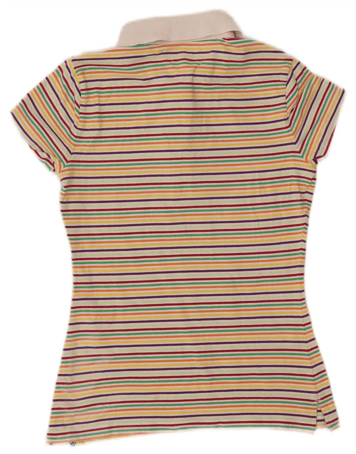 TOMMY HILFIGER Polo Femme UK 8 Small Multicolore Rayé