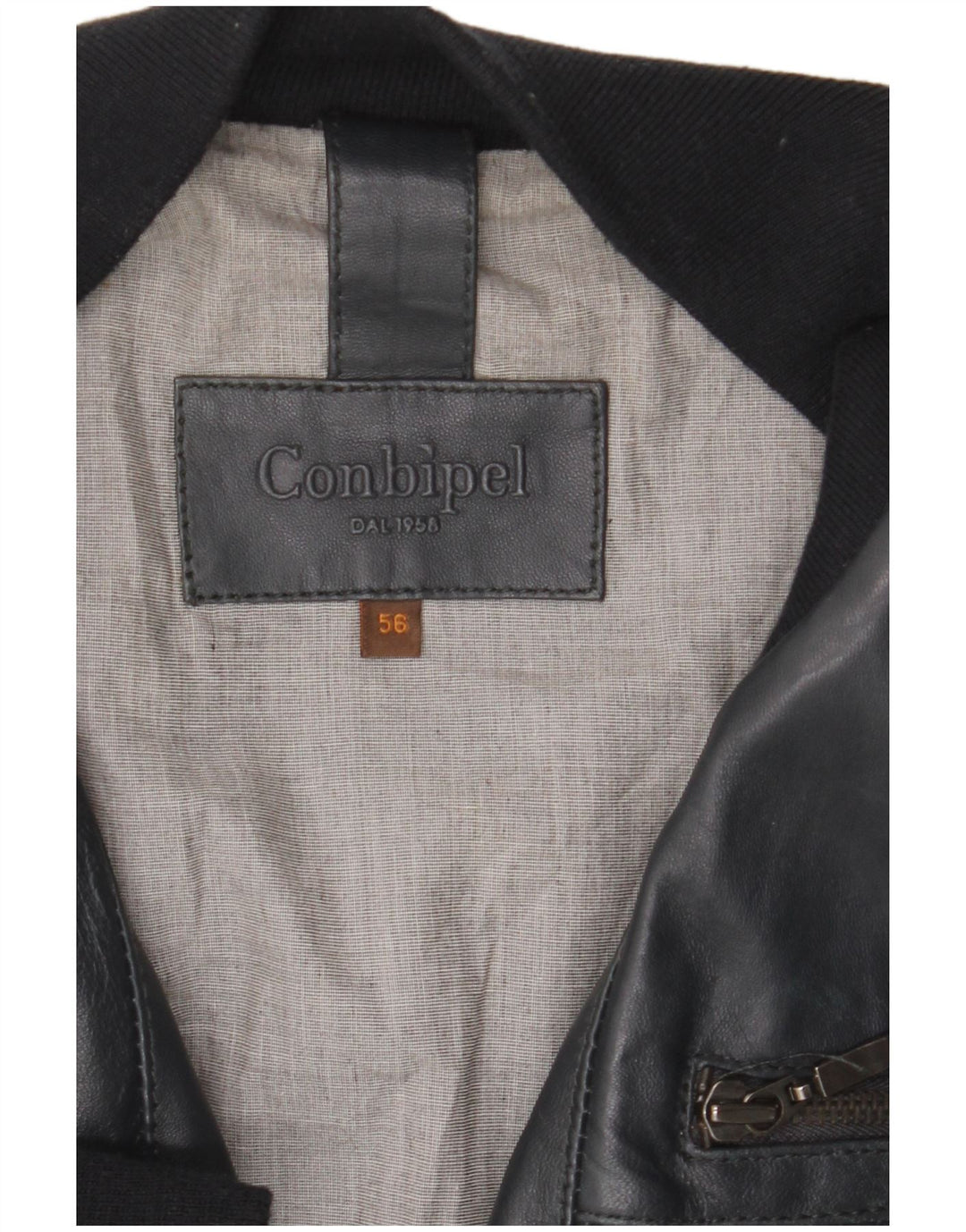 Conbipel Veste en Cuir Bomber Homme IT 56 2XL Bleu Marine