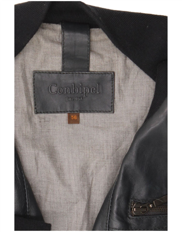 Conbipel Veste en Cuir Bomber Homme IT 56 2XL Bleu Marine