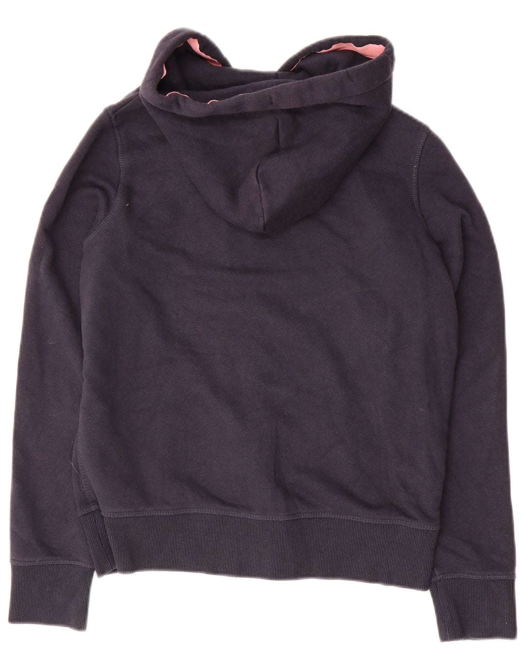 JACK WILLS Pull à capuche zippé graphique pour femme UK 8 Petit coton bleu marine