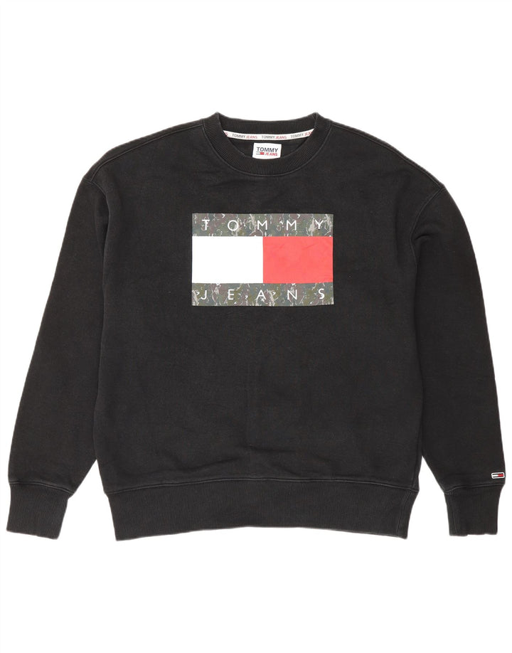 Tommy Hilfiger Sweat-shirt graphique pour homme Small Noir Colourblock