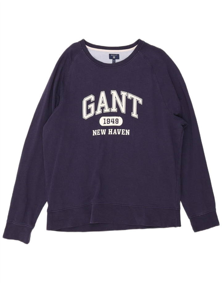 GANT Hommes New Haven Graphic Sweatshirt Jumper 4XL Bleu Marine Coton