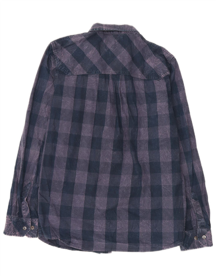 Saltrock Chemise Homme Petit Carreau Bleu Marine Coton