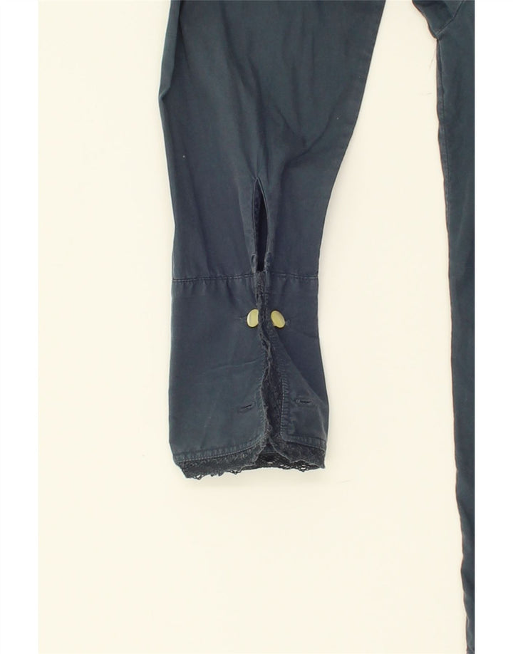 STEFANEL Womens Formal Shirt UK 16 Large Navy Blue Cotton Vintage Stefanel and Second-Hand Stefanel from Messina Hembry 