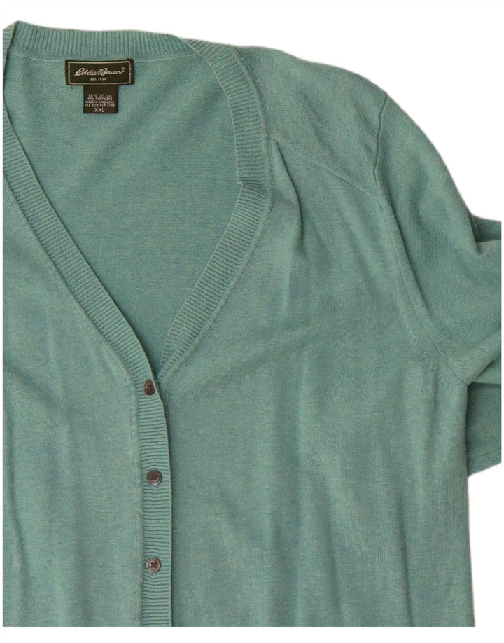 EDDIE BAUER Pull Cardigan Femme UK 20 2XL Vert Coton
