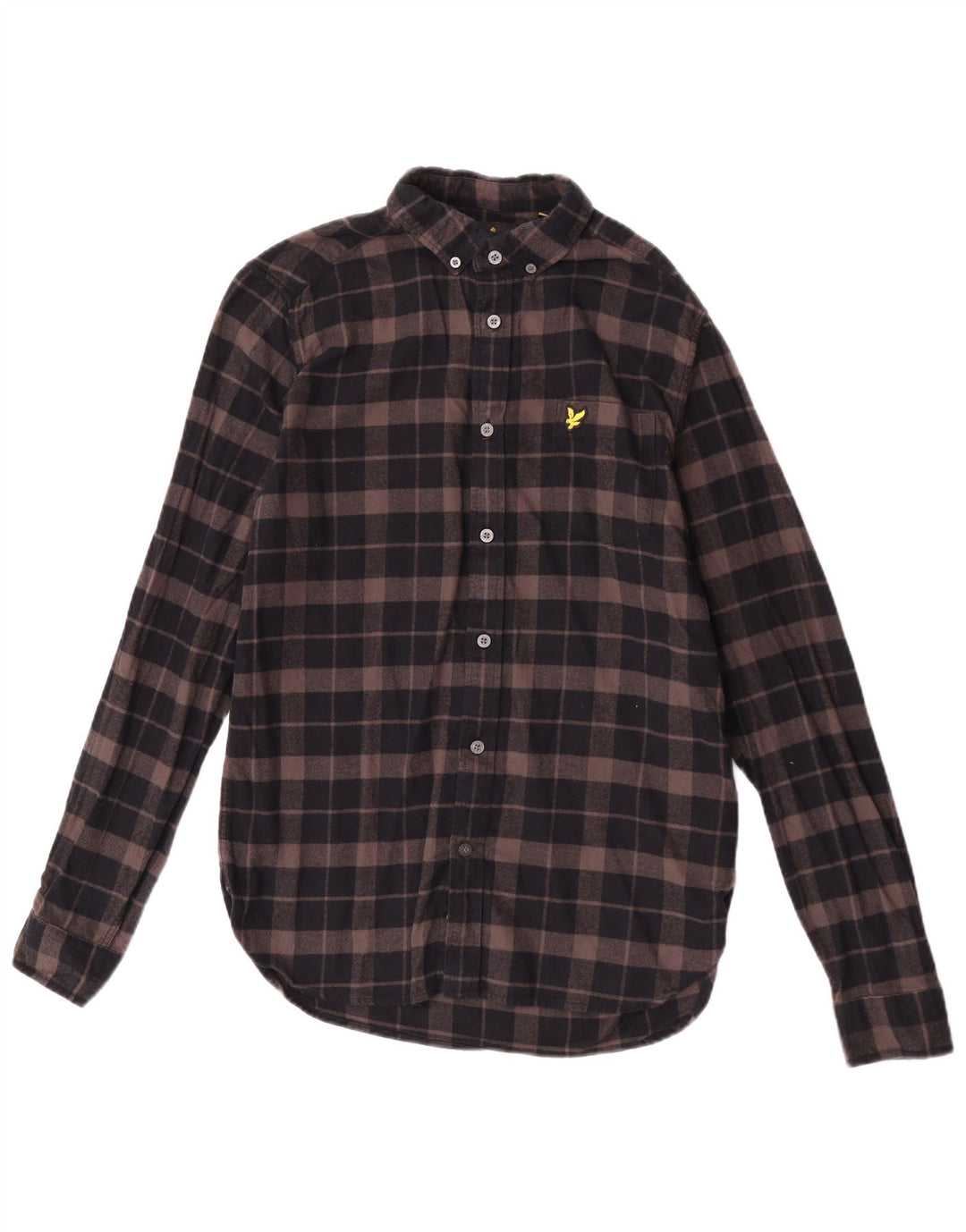 Lyle & Scott Chemise en flanelle pour homme en coton à petits carreaux marron