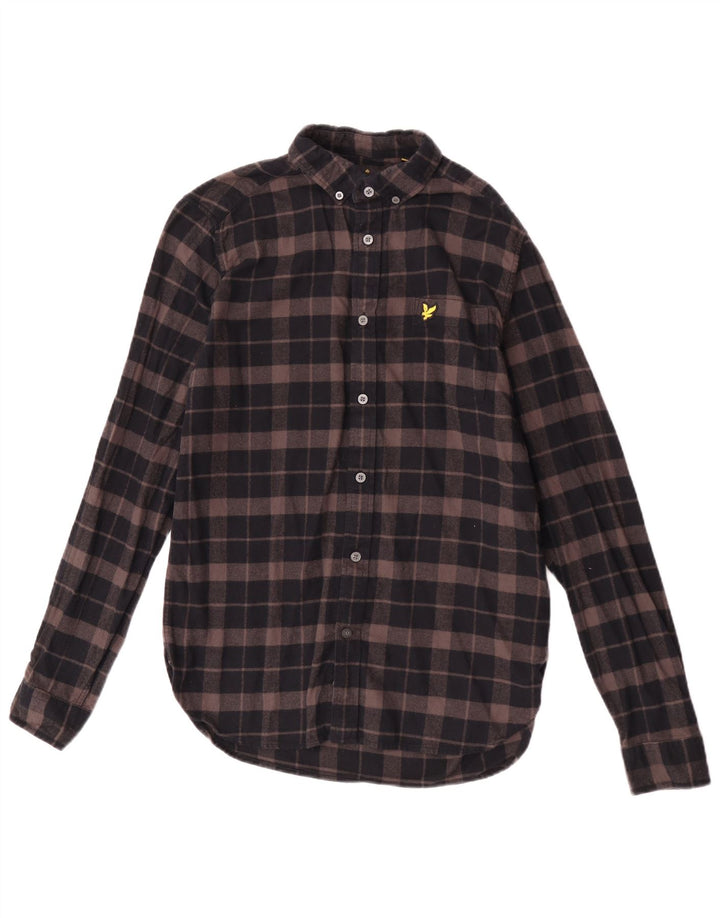 Lyle & Scott Chemise en flanelle pour homme en coton à petits carreaux marron