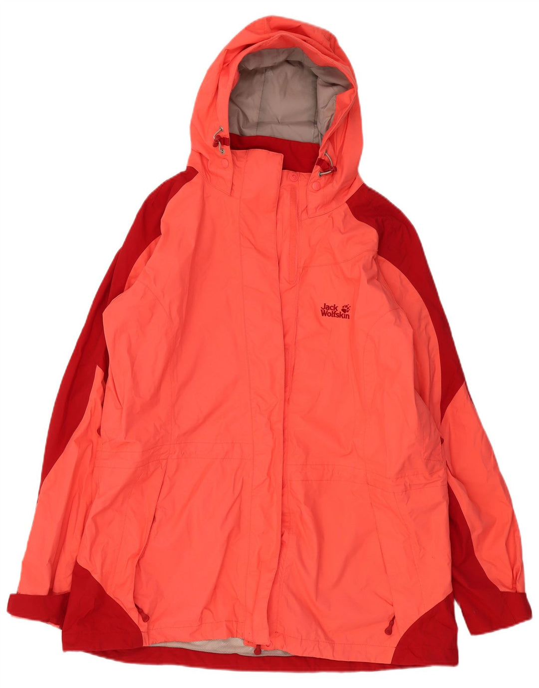 JACK WOLFSKIN Veste de pluie à capuche pour femme UK 22/24 2XL Rose Colourblock