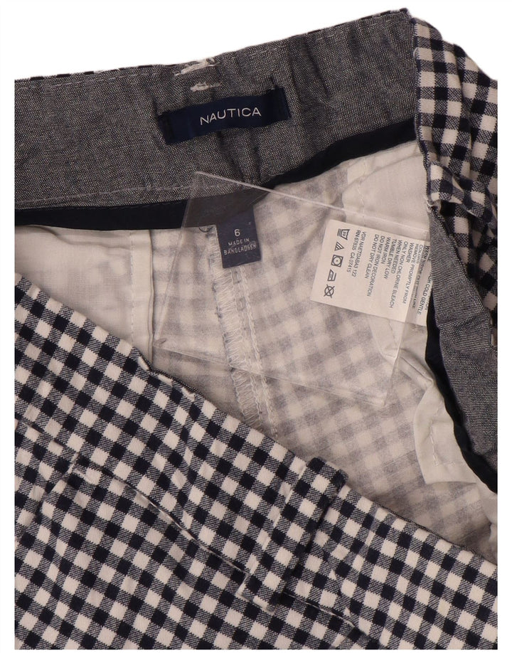 NAUTICA Short Chino Femme US 6 Medium W32 Bleu Marine Vichy Coton