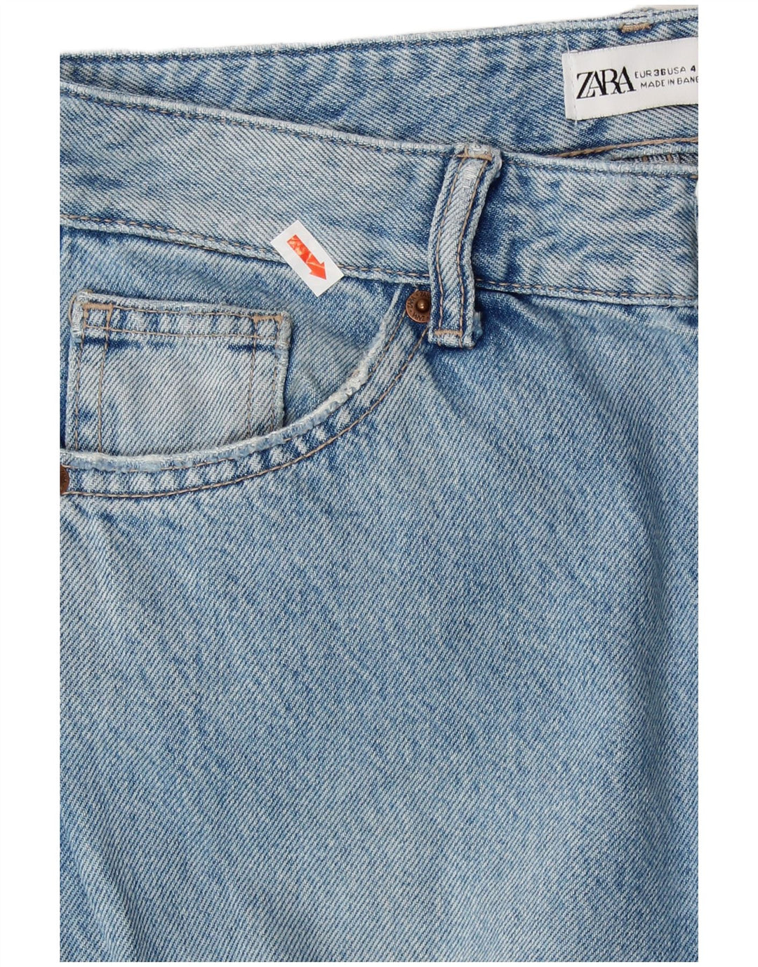 Jean évasé cargo ZARA femme EU 36 XS W26 L32 coton bleu