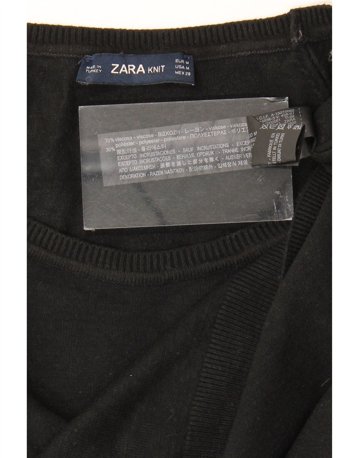 ZARA Pull surdimensionné à col bateau pour femme UK 14 Noir moyen