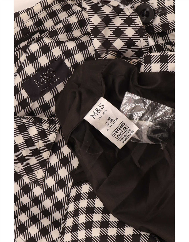 Marks & Spencer Trench-Coat Femme UK 22 3XL Noir Pied-de-Poule Polyester