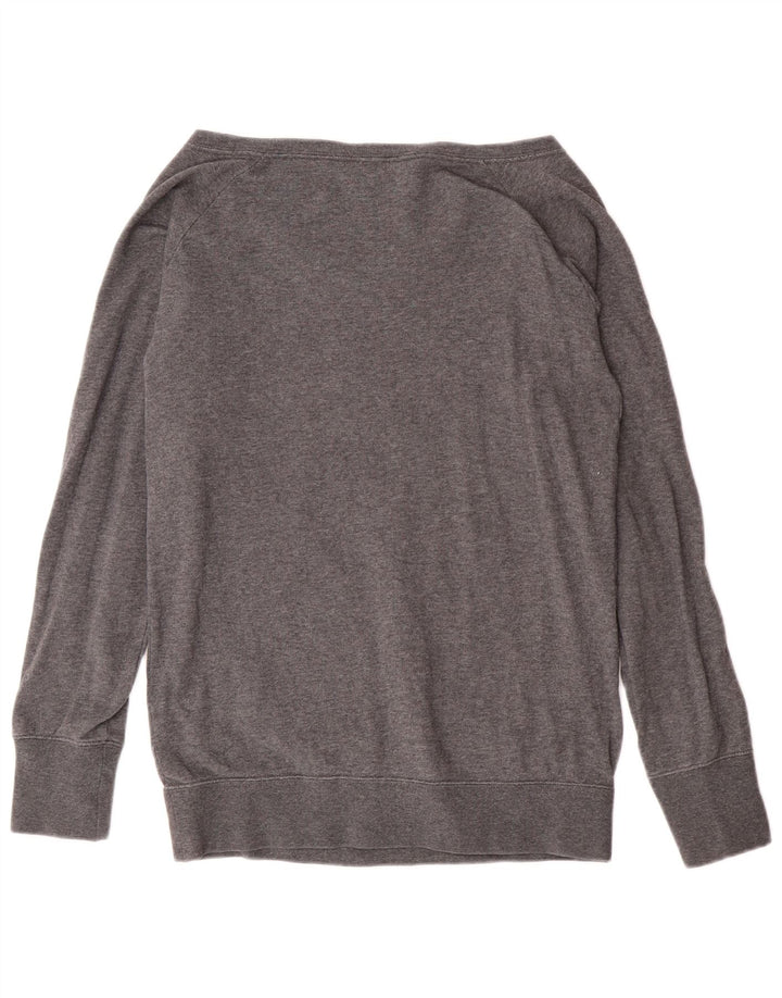 Nike Sweat-shirt graphique à épaules dénudées pour femme UK 12 Gris moyen en coton