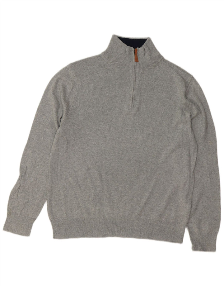 J. CREW Pull à col zippé pour homme Grand coton gris