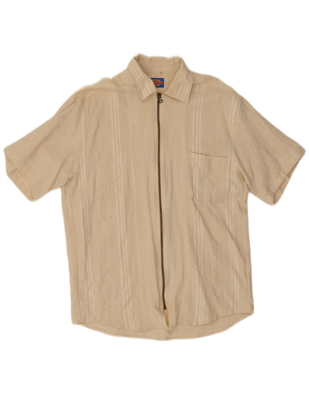 vintage Chemise à manches courtes pour hommes XL Beige Rayé