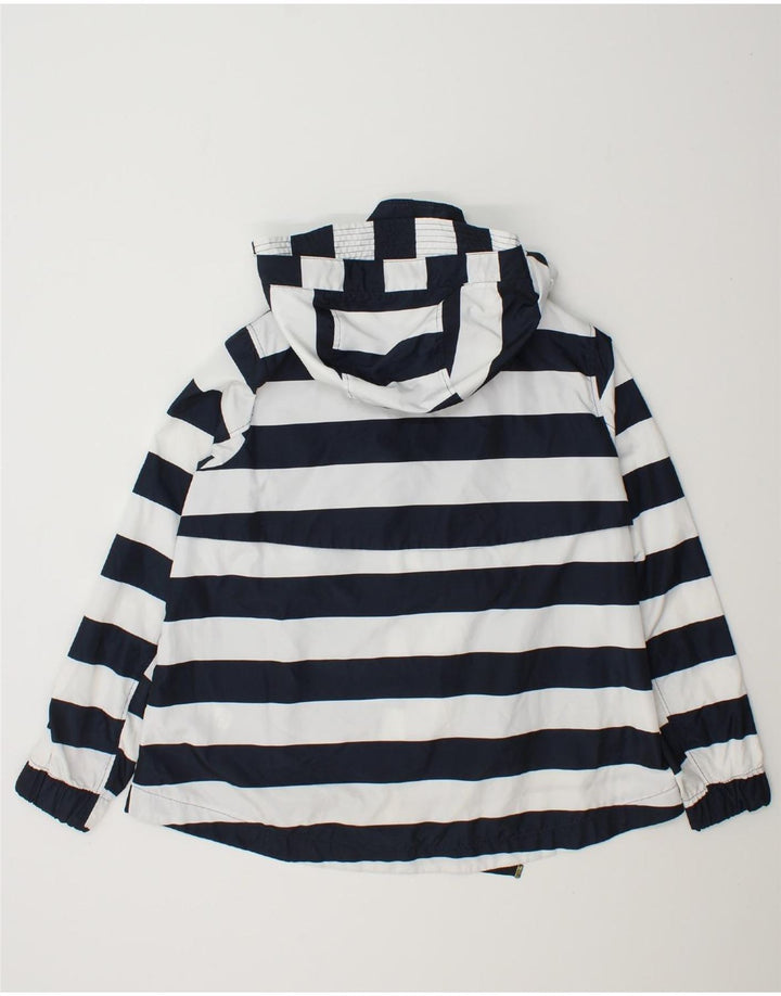 ZARA Womens Hooded Rain Jacket UK 14 Medium Navy Blue Striped Polyester Vintage Zara and Second-Hand Zara from Messina Hembry 