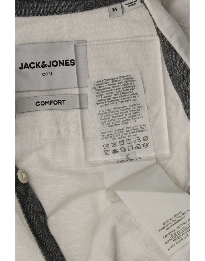 JACK & JONES Mens Core Short Sleeve Shirt Medium White Cotton Vintage Jack & Jones and Second-Hand Jack & Jones from Messina Hembry 