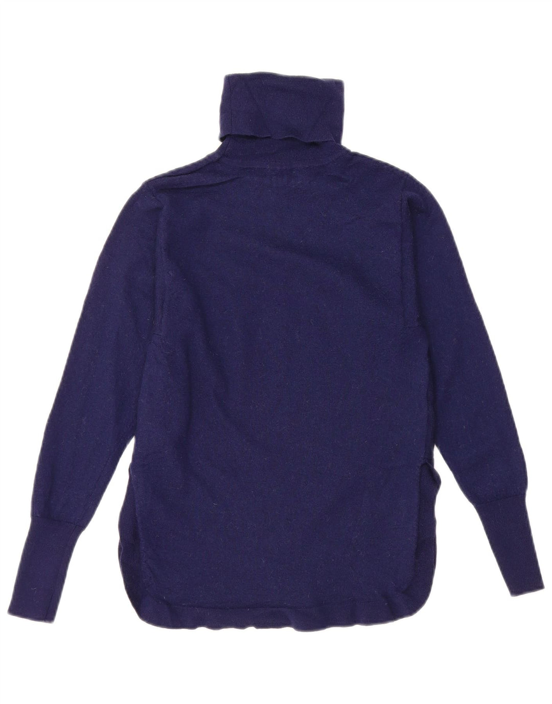 REISS Femme Pull Col Roulé UK 8 Petit Bleu Marine Laine