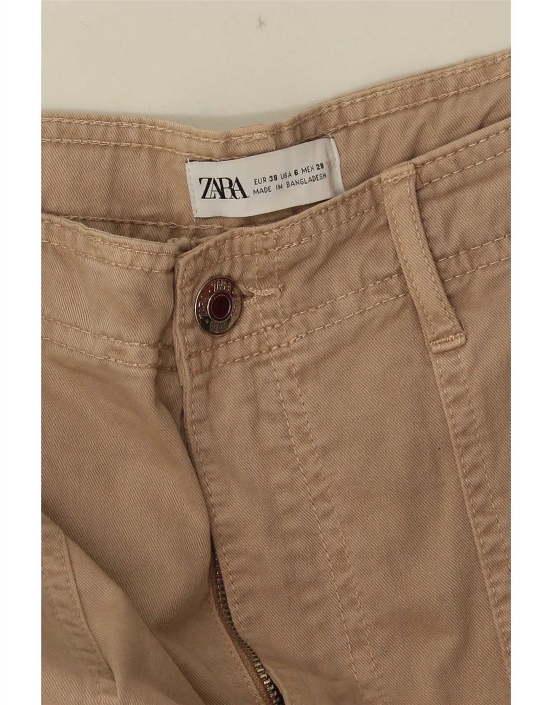 Zara Pantalon cargo droit pour femme EU 38 Small W28 L33 Beige