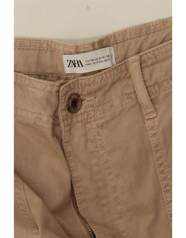 Zara Pantalon cargo droit pour femme EU 38 Small W28 L33 Beige