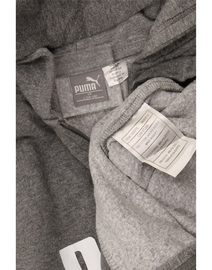 PUMA Pull à capuche zippé graphique pour garçon 12-13 ans Grand gris coton