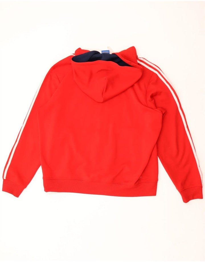Adidas Pull à capuche zippé pour homme XL Rouge Polyester