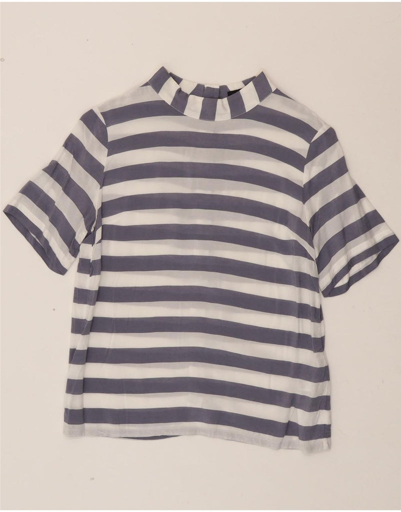 BANANA REPUBLIC Womens Petite Shirt Blouse UK 10 Small Navy Blue Striped Vintage Banana Republic and Second-Hand Banana Republic from Messina Hembry 