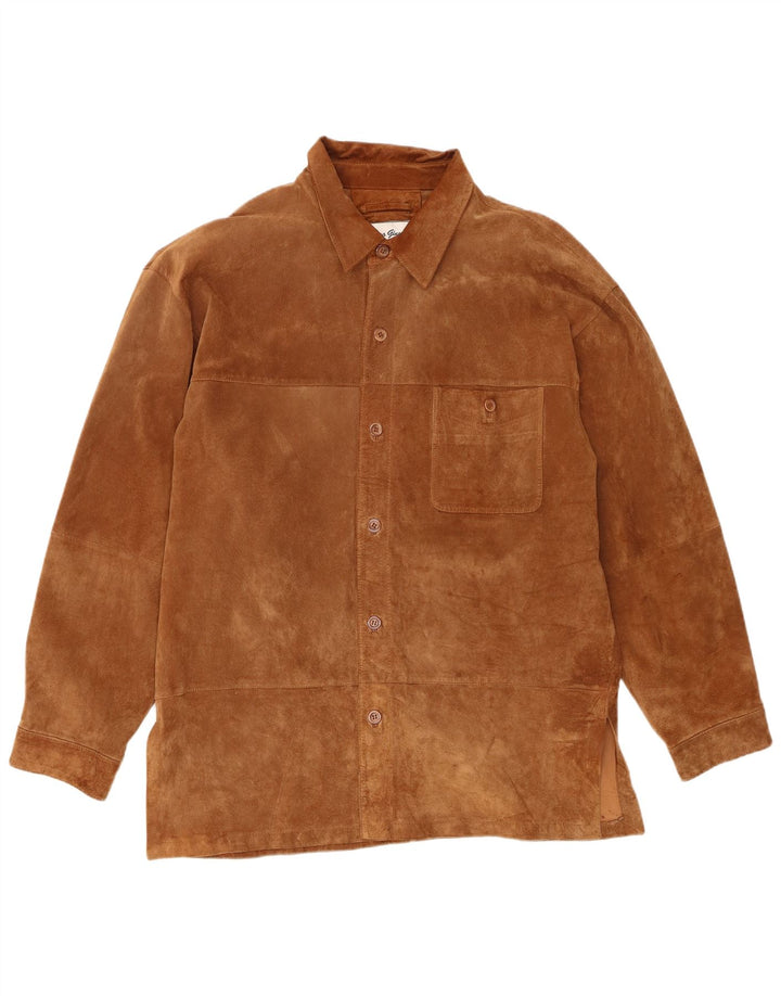 veste en daim homme vintage UK 42 XL cuir marron