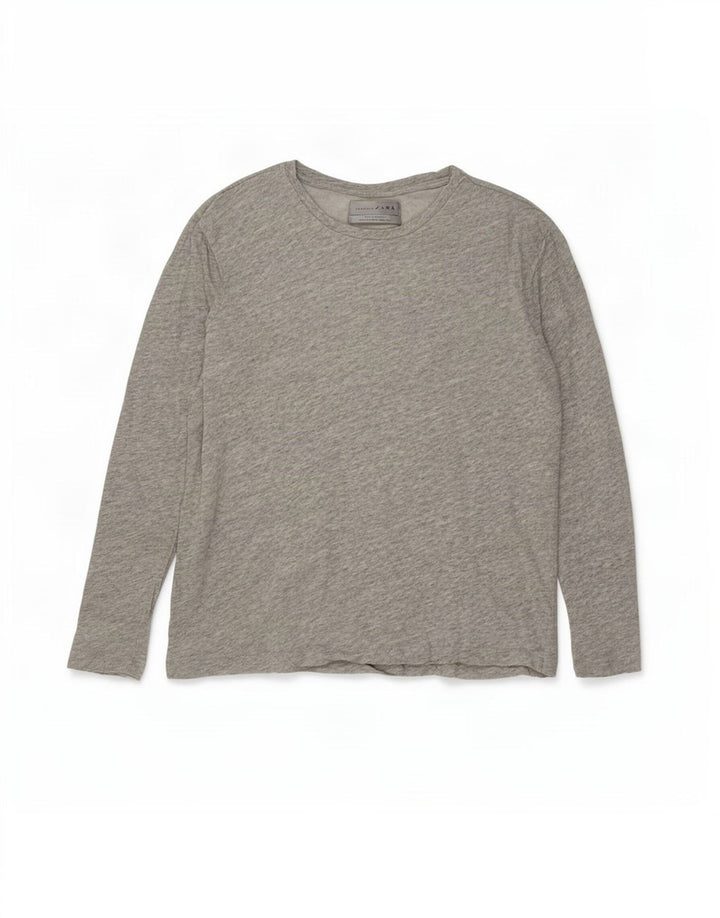 Zara Homme Top Manches Longues Gris Moyen Moucheté Coton