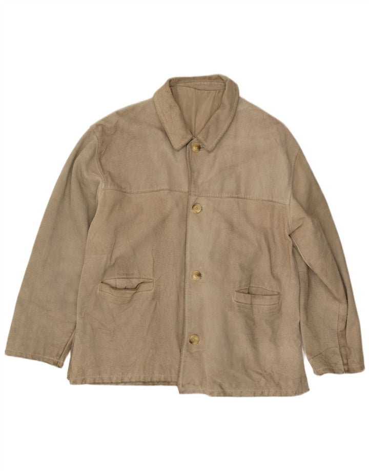 veste en daim homme vintage IT 48 cuir beige moyen