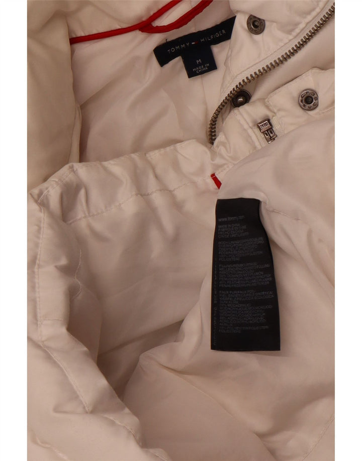 TOMMY HILFIGER Veste matelassée à capuche pour femme UK 12 Polyester blanc moyen