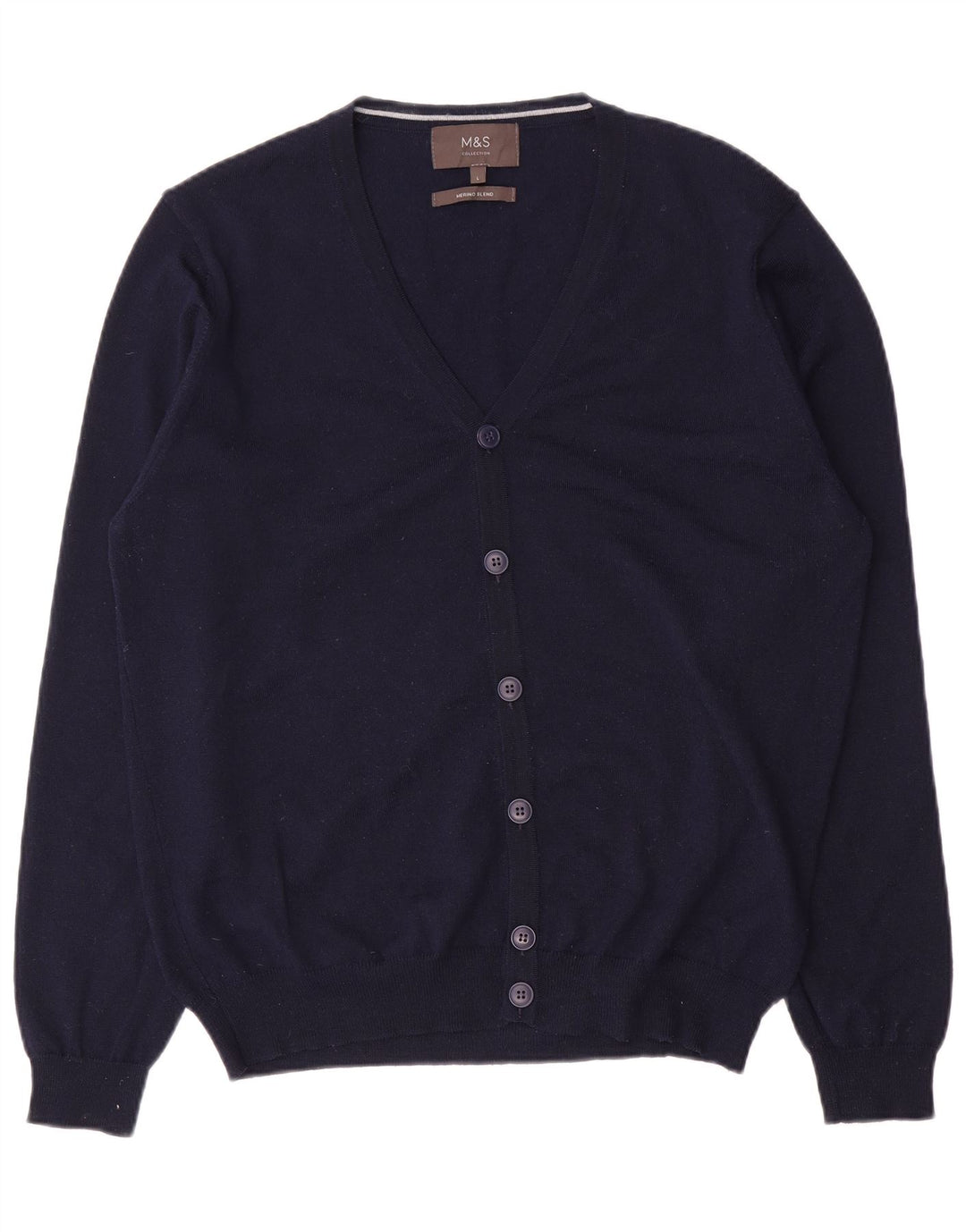 Marks & Spencer Cardigan pour homme en laine mérinos bleu marine