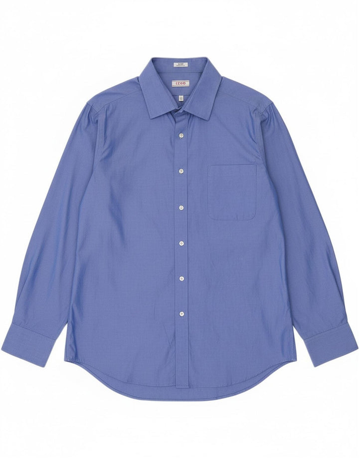 Izod Chemise facile d’entretien pour hommes Taille 16 1/2 Grand coton bleu