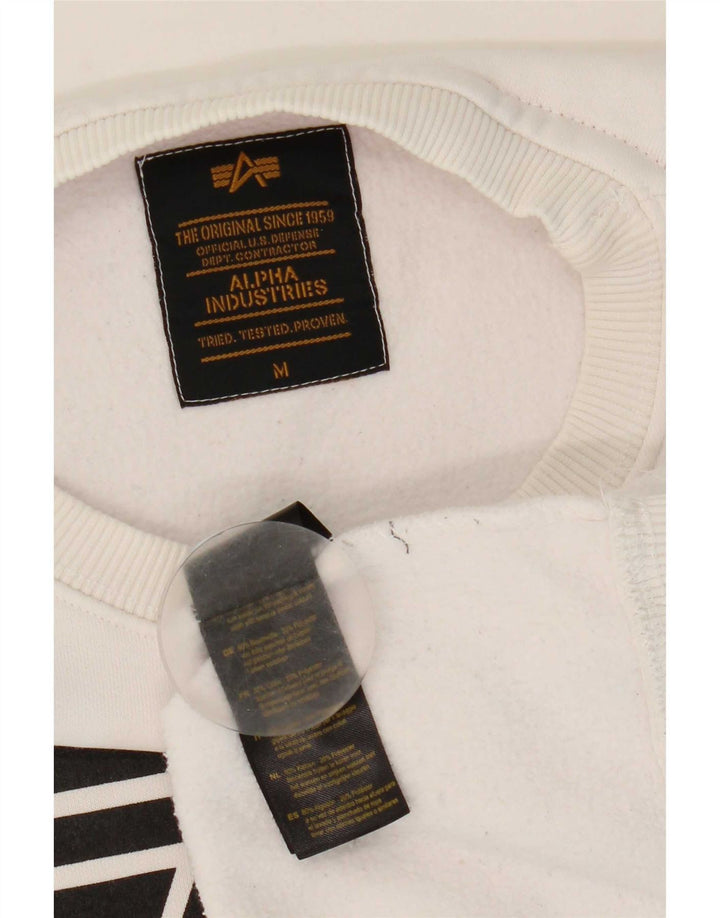Alpha Industries Sweat-Shirt Graphique Homme Blanc Moyen Coton