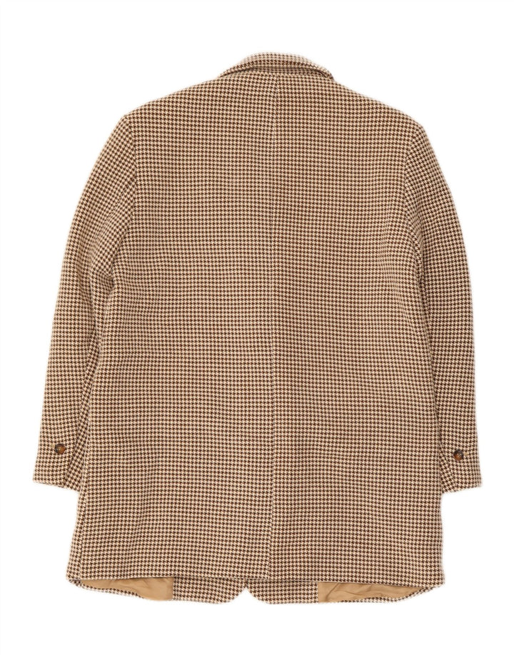 Zara Veste blazer surdimensionnée à 2 boutons pour femme UK 6 XS Beige pied-de-poule