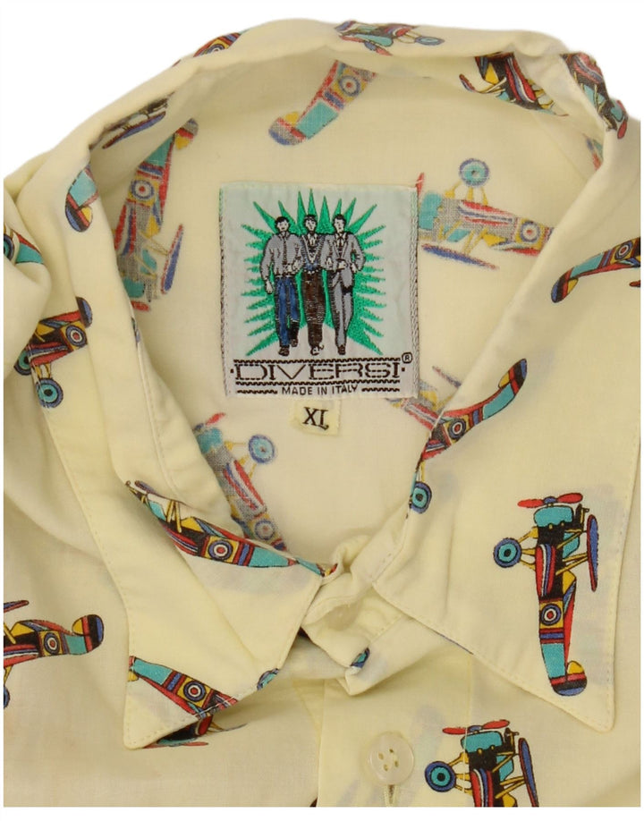 Chemise graphique vintage à manches courtes pour hommes XL jaune