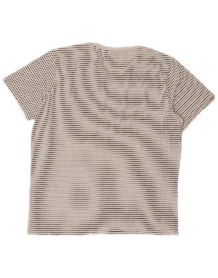 Levi's T-Shirt Homme Blanc Large en Coton à Fines Rayures