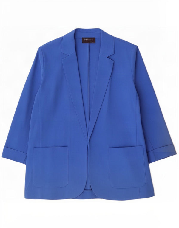 Marks & Spencer Veste blazer à manches 3/4 pour femme UK 14 Large Bleu