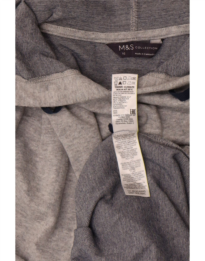 Marks & Spencer Pull à capuche surdimensionné graphique pour femme UK 16 Large Gris