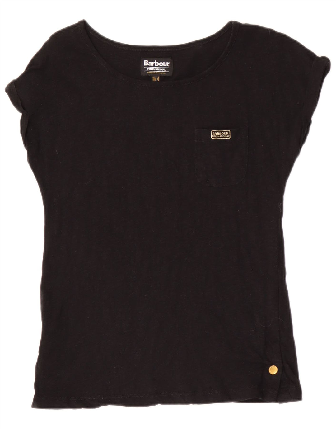 Barbour T-Shirt Femme Top UK 8 Petit Coton Noir