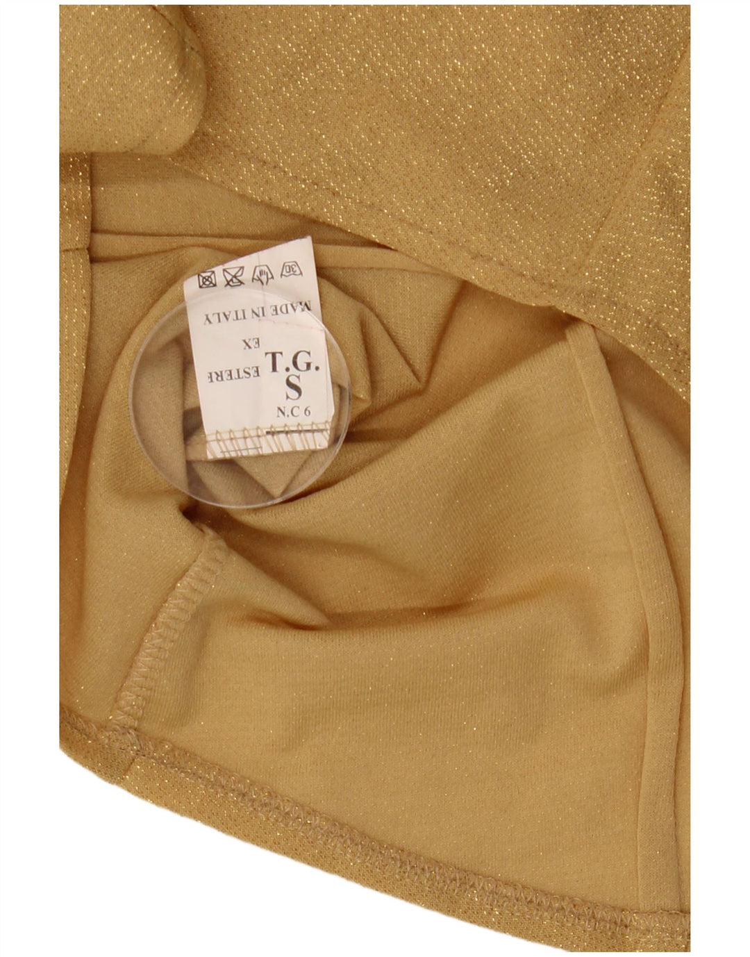 chemise femme vintage UK 10 Petit polyester doré