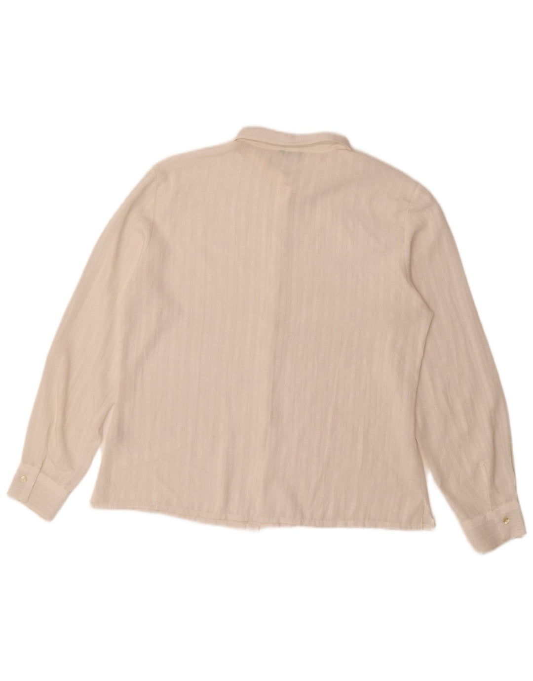 Benetton Chemise Chemisier Femme UK 46 Large Blanc Rayé Polyester