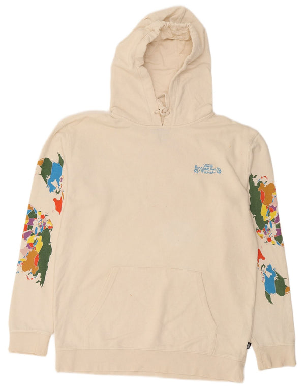 Vans Pull à capuche graphique pour homme en coton blanc cassé