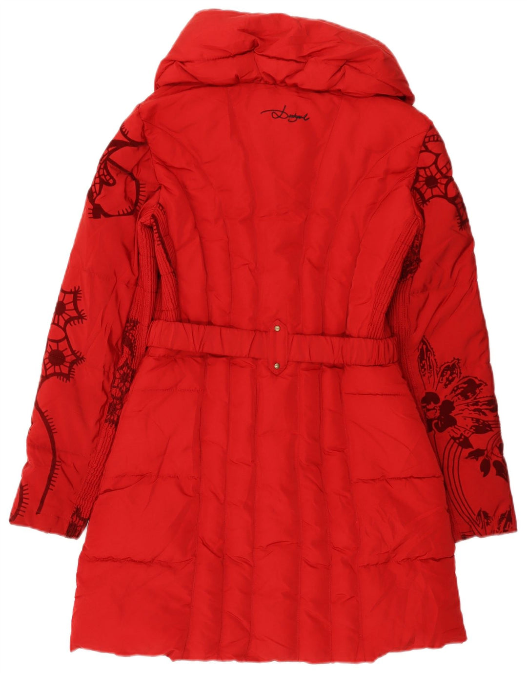 Desigual Manteau Rembourré Femme EU 36 Petit Rouge Floral Polyester
