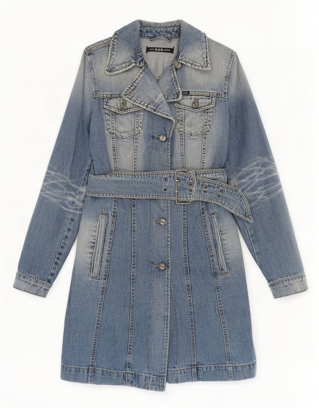 Gas Manteau en denim pour femme UK 10 Petit coton bleu