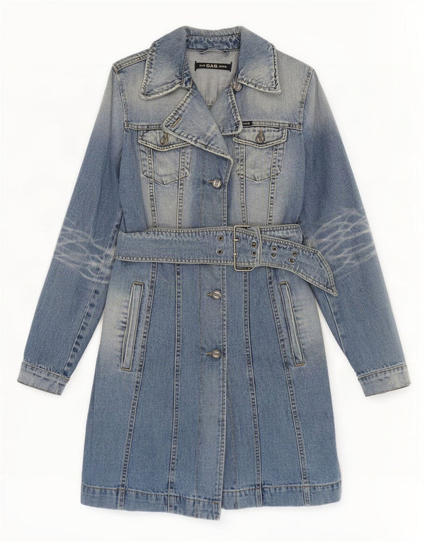Gas Manteau en denim pour femme UK 10 Petit coton bleu