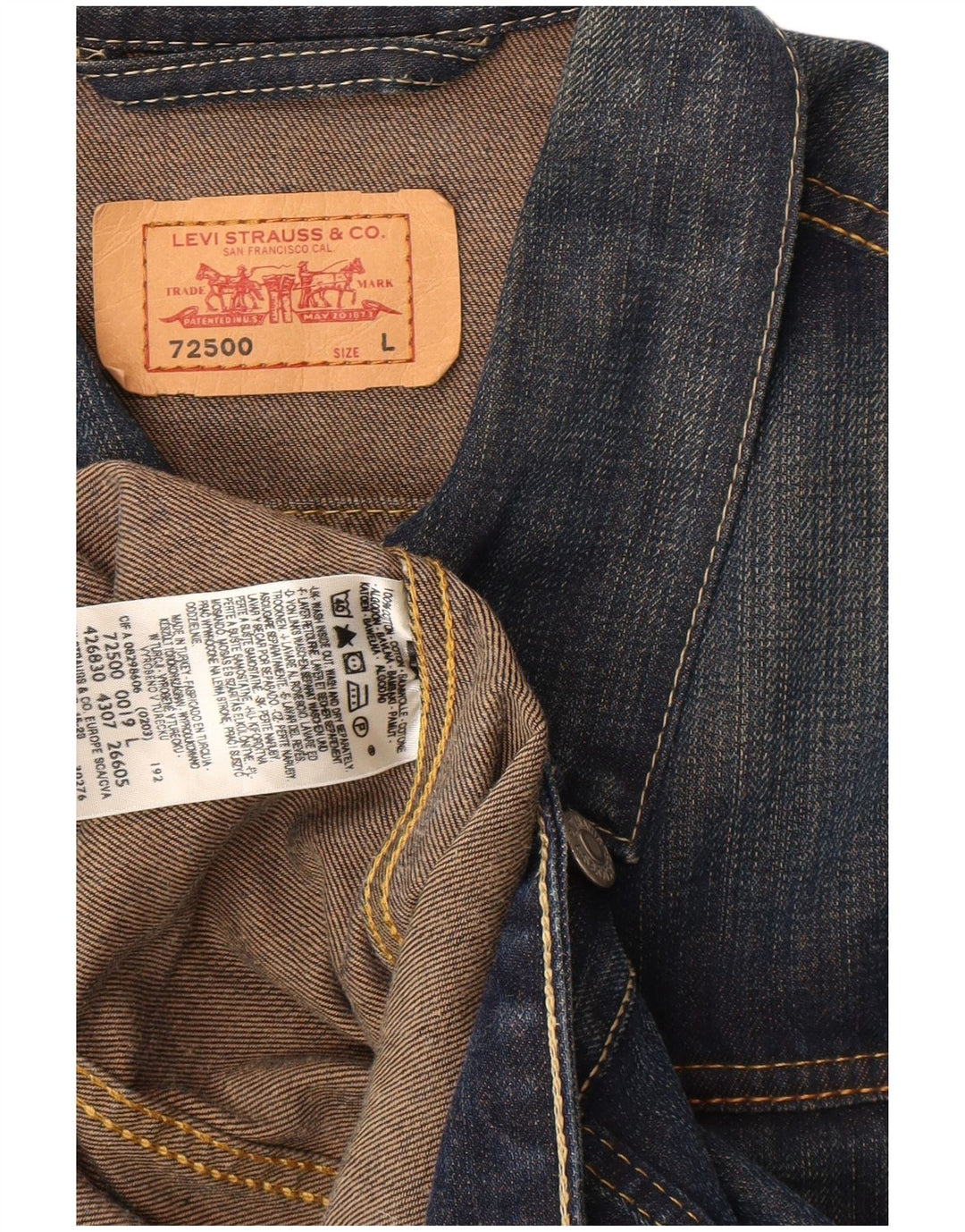 Levi's Veste en jean pour homme UK 40 Large Bleu Coton