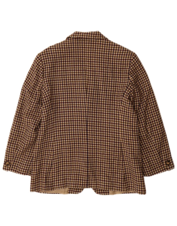 Marella Veste blazer à 3 boutons pour femme UK 18 XL Marron pied-de-poule Laine vierge