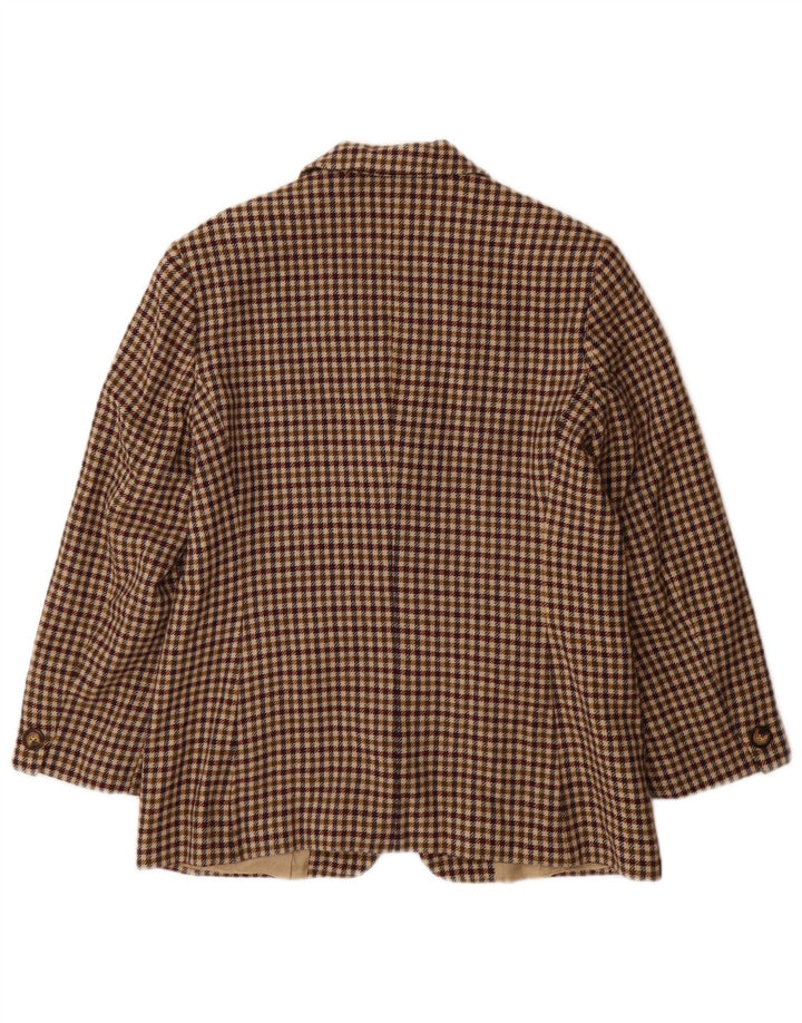 Marella Veste blazer à 3 boutons pour femme UK 18 XL Marron pied-de-poule Laine vierge